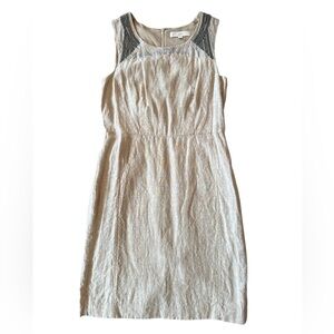 ⚡️Like-New⚡️LOFT Beige 100% Linen Midi Dress with Elegant Beading